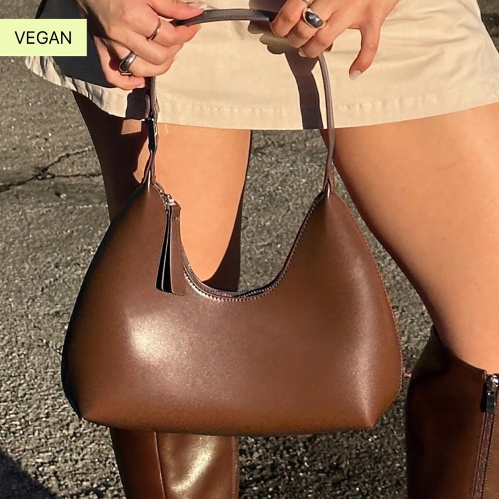 brown faux leather shoulder bag